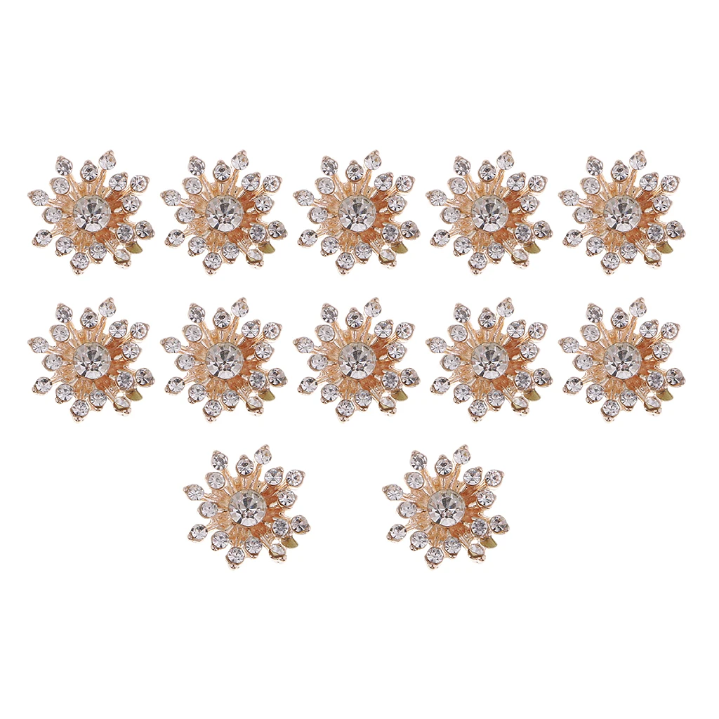 

10 Pcs Alloy Rhinestone Crystal Buttons Flatback Buttons