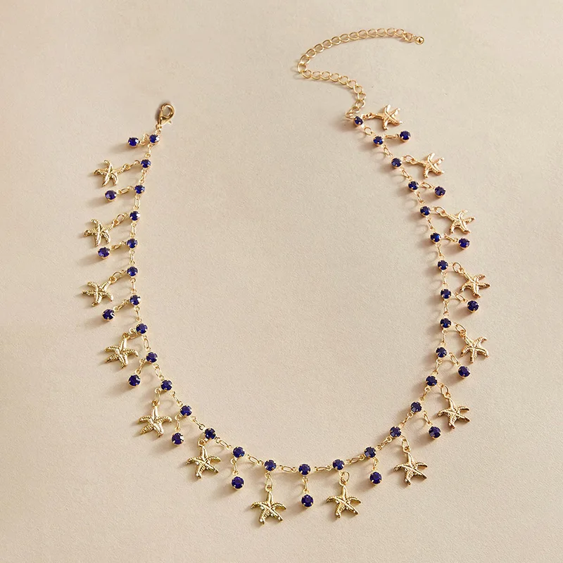 Ожерелье с имитацией натуральных камней для женщин чокер цепочкой в виде морской