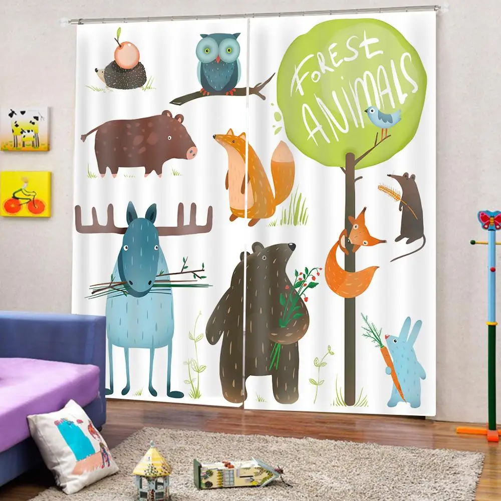 

cartoon curtains Customized size Luxury Blackout 3D Window Curtains For Living Room Decoration curtains