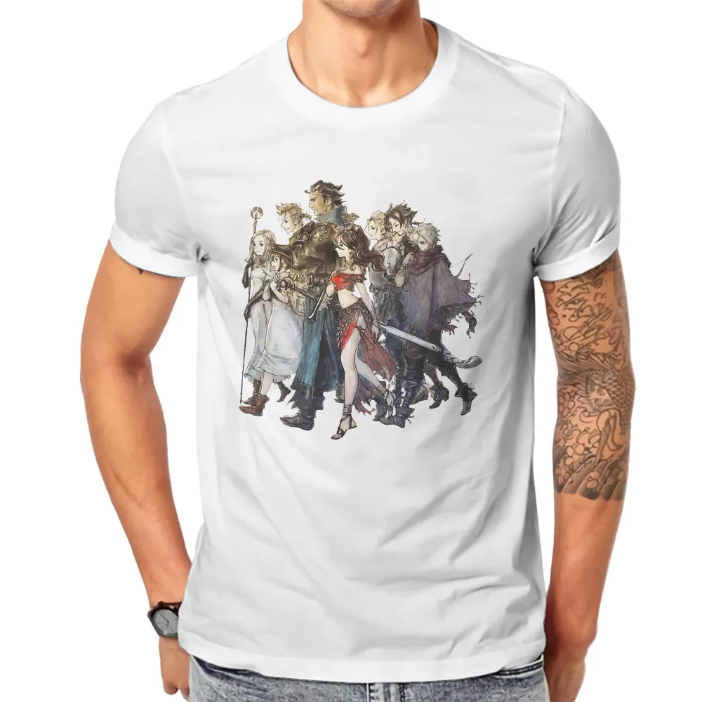 

Travelers Classic Fashion TShirts Octopath Traveler Video Game Male Style Fabric Streetwear T Shirt Round Neck Oversized