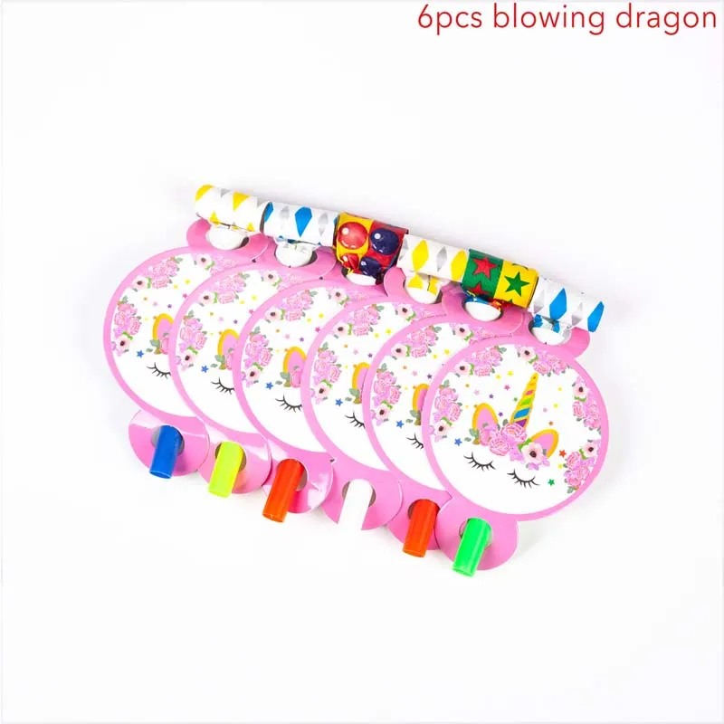 6pcs Blowing Dragon Радуга Единорог обертки для кексов торт Топпер Единорог День Рождения украшения для торта для вечеринки детский душ Единорог вечерние принадлежности - Цвет: 6pcs Blowing Dragon