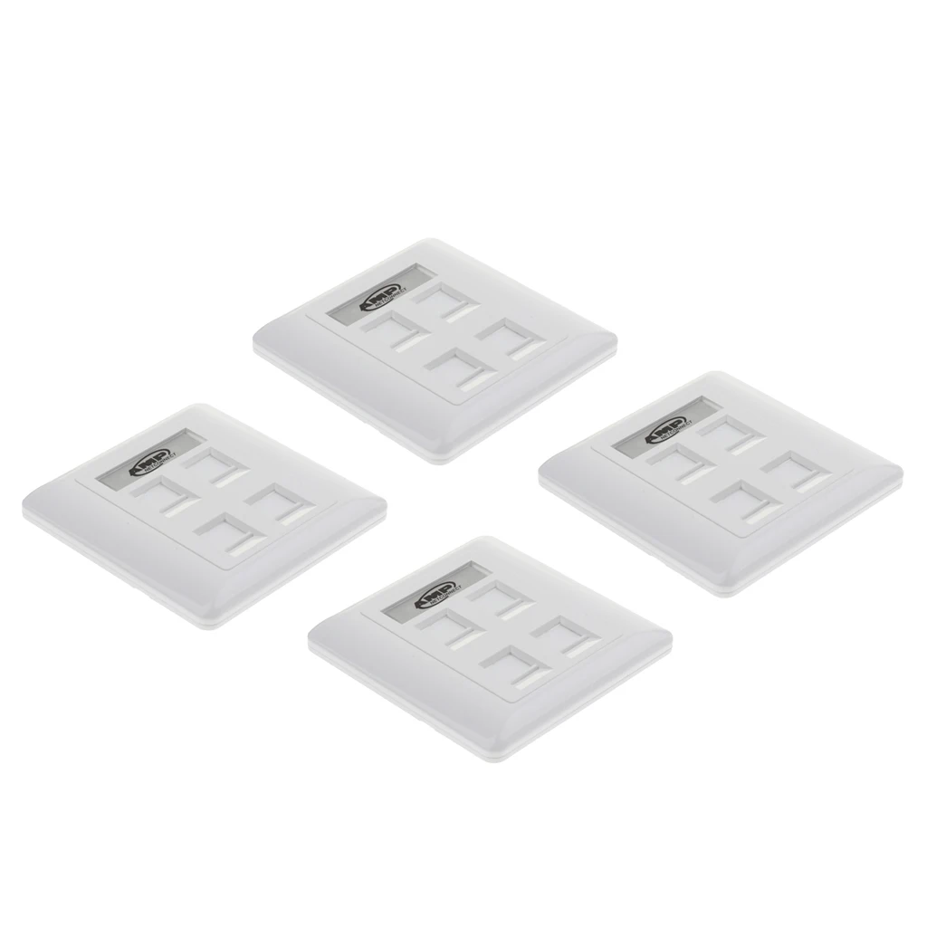 

4x Quad Data Wall Outlet Face Plate 4 Port /RJ11 Ethernet Network Socket