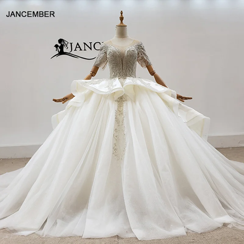 HTL1771 Красивое бальное платье из бисера роскошное свадебное с круглым вырезом 2020