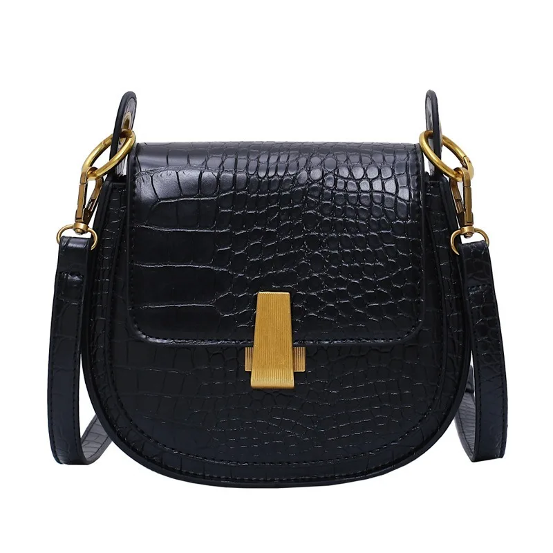 

Cross-border bags 2020 new trendy one shoulder messenger bag crocodile pattern retro saddle piggy bag