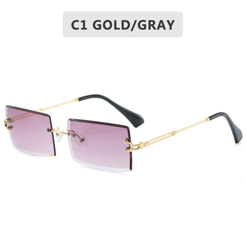 

2021 Retro Sunglasses Women Brand Designer Fashion Rimless Gradient Sun Glasses Shades Cutting Lens Ladies Frameless Eyeglasses