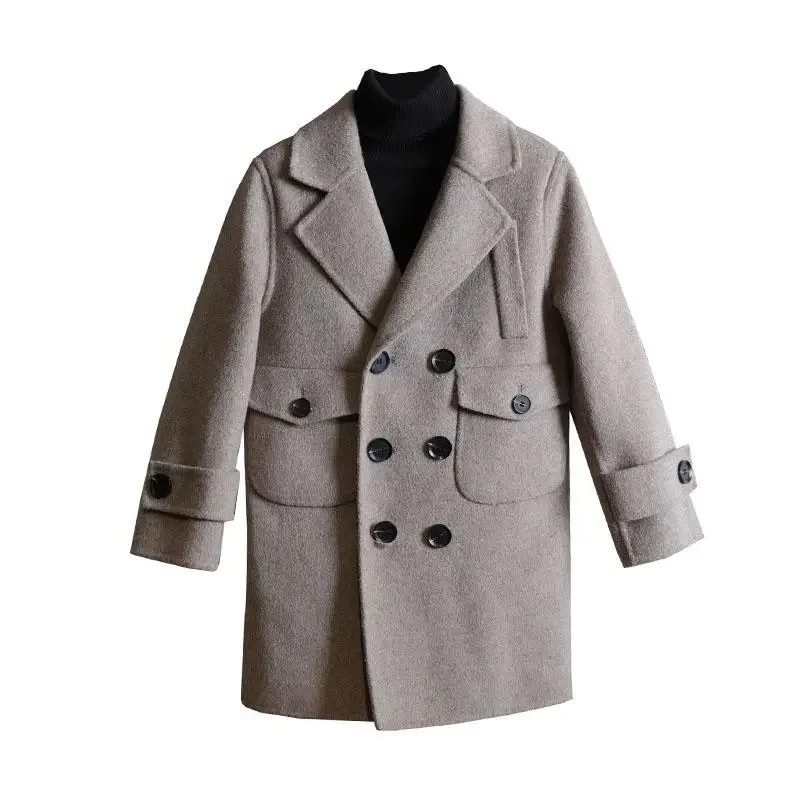 

2020 New Children's Boys Coats In The Large Children's Woolen Coat Woolen Coat Autumn and Winter Models Quilted Thickened 5-16 Y