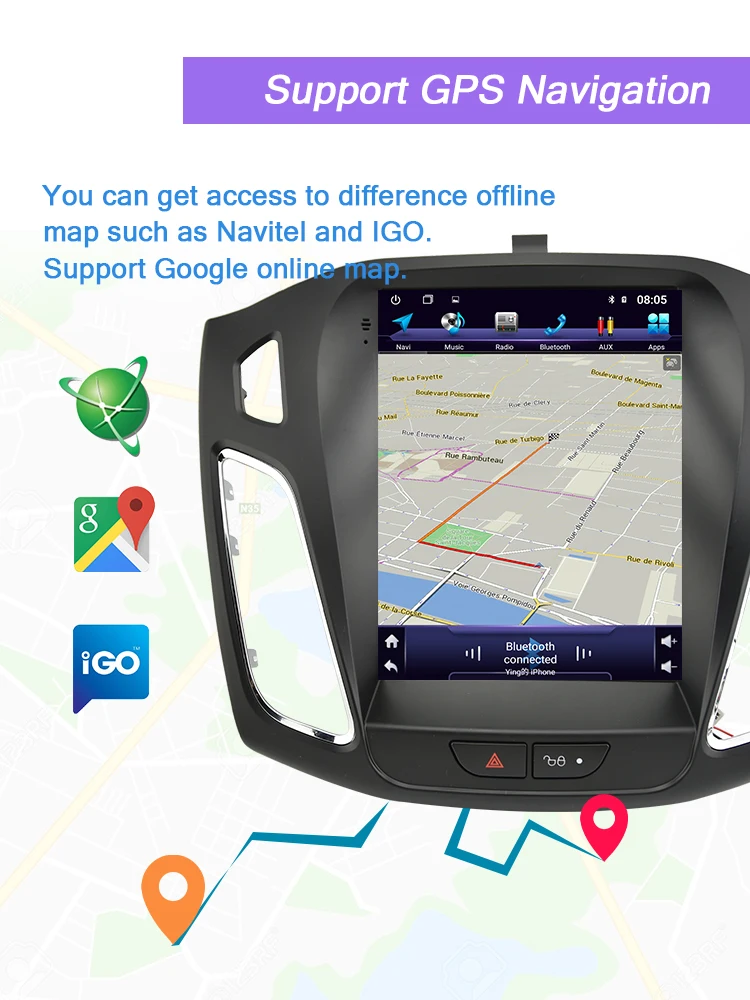 AUTOTOP 2 Din Android 8,1 вертикальный экран автомобильный gps Мультимедиа для Ford/Focus салон 2012- gps навигация автомобильный видео Радио