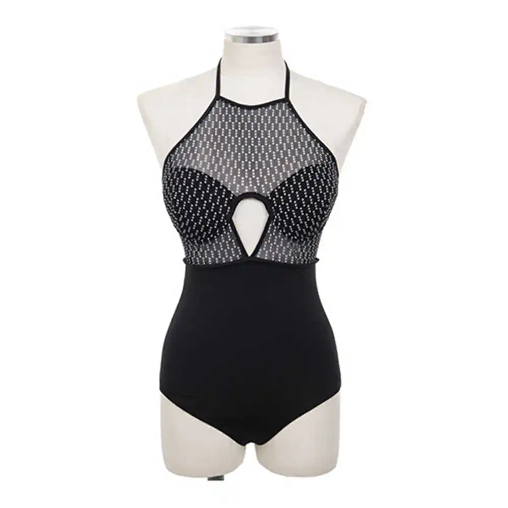

Mesh One Piece Swimsuit Cut Out Swimwear Women 2019 Backless Monokini Push Up Trikini Thong Bath Suit High Neck Maillot De Bain