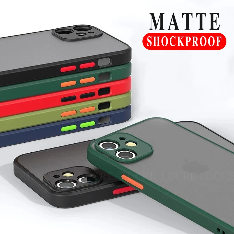 For iPhone 13 Pro Max Case for iPhone 13 Cover Silicone Matte Transparent PC Rubber Silm Soft Case For iPhone 13 Pro Max Case