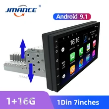 JMANCE 7 Inch Car Stereo Radio 1DIN Adjustable FM Android 9.1 Contact Screen 1080P Quad-Core GPS Navigation Car Radio Player