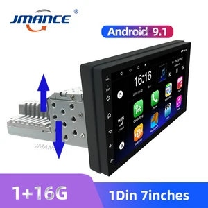 jmance 7 inch car stereo radio 1din adjustable fm android 9 1 contact screen 1080p quad core gps navigation car radio player free global shipping