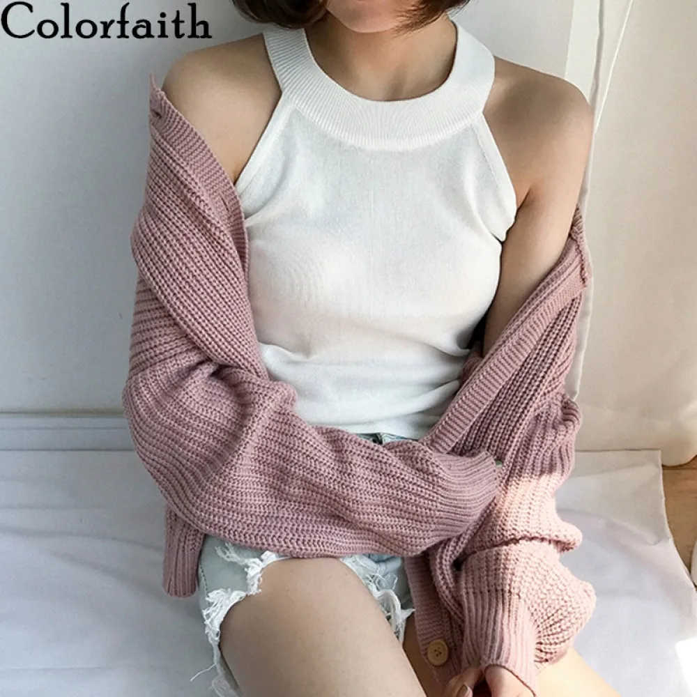 Топ Colorfaith Женский трикотажный однотонный базовый пикантный Облегающая майка V6109