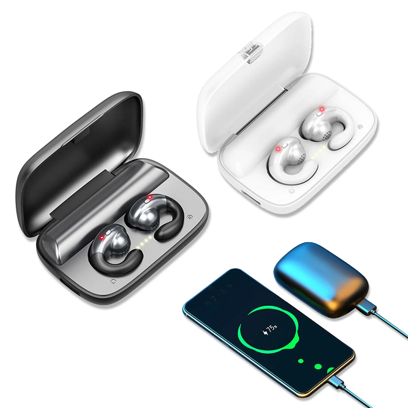 

S19 Высокопроизводительные наушники с зарядным отделением, Модные Bluetooth беспроводные наушники-вкладыши, гарнитура со светодиодным дисплеем,...