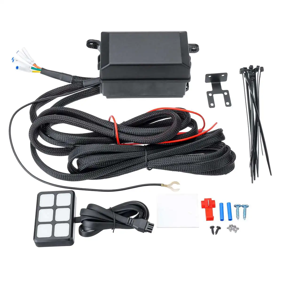

6 Gang LED Push Button Switch Panel Electronic Relay System Circuit Control Box Fuse Relay Box Wiring Harness Waterproof