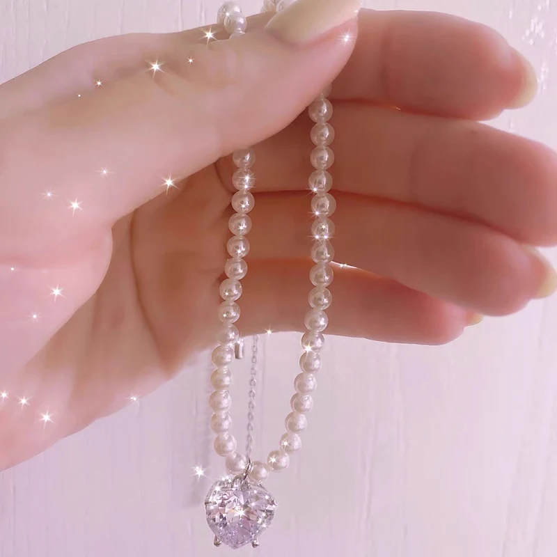 

Love pearl necklace 925 pure silver micro inlaid zircon exquisite personality fashion elegant high-end women