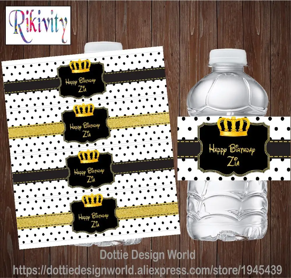 20 шт./лот платье в черный горошек с Золотая Корона бутылка для воды винные