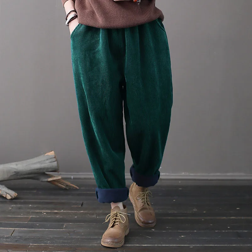 QPFJQD вельветовые винтажные брюки для девочек с эластичной талией 2020 весенние