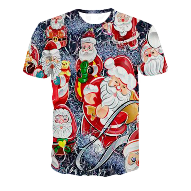 Рождественская футболка с 3d принтом забавные мужские и женские прямые тонкие