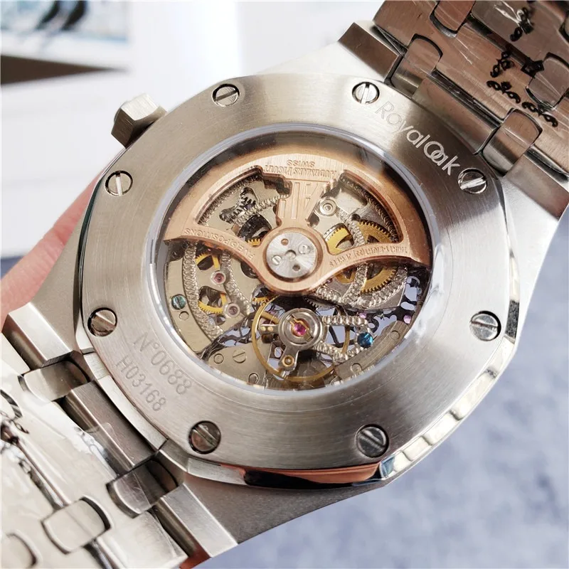 

Audemars- Piguet- new watch men's skeleton automatic mechanical AAA watch gold skeleton retro men's women watch men's watch 911