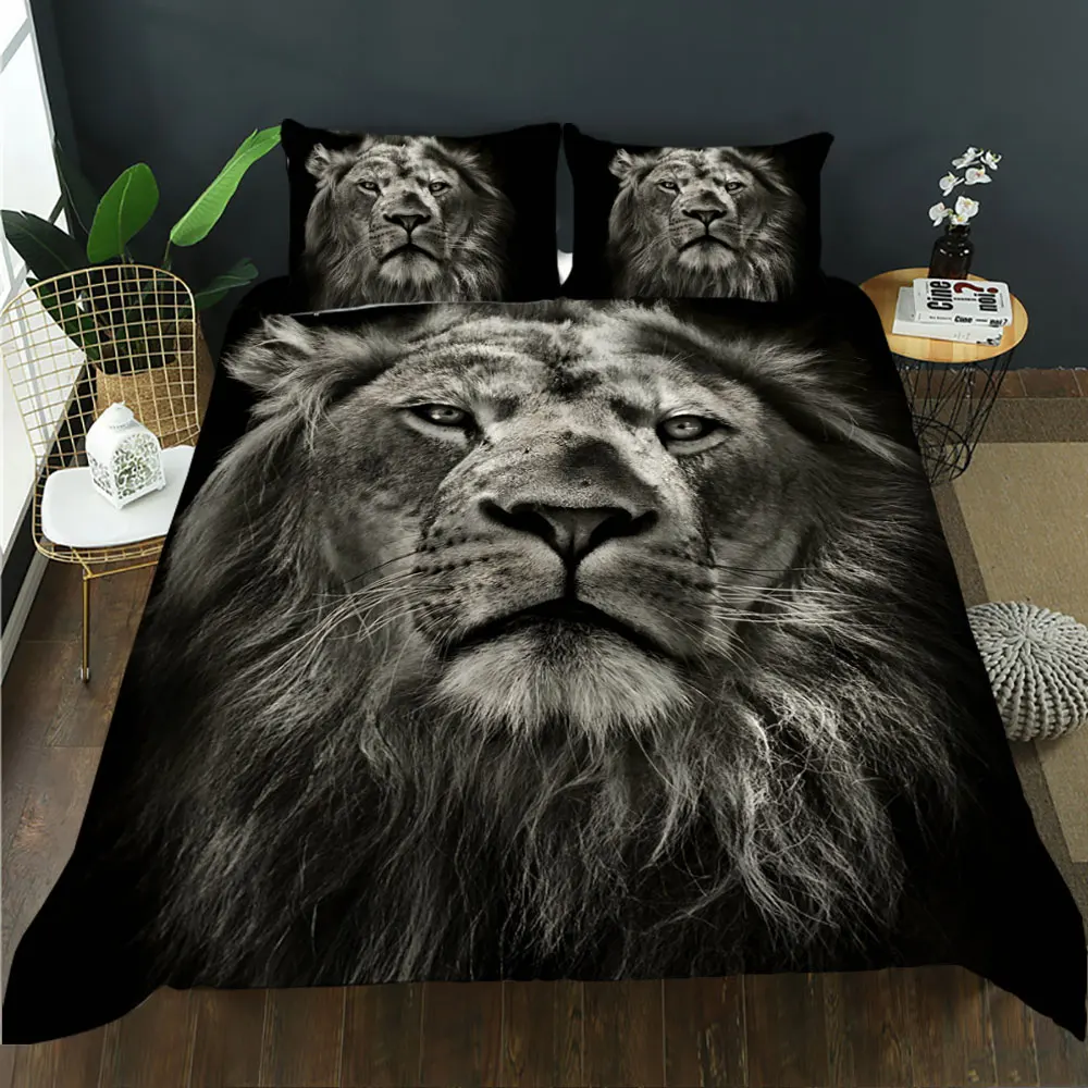 

3D Wolf Lion Animal beast Pattern Adult Quilt Bedding Sets Home Bedclothes King Queen Duvet Cover Pillowcase Comforter Textiles