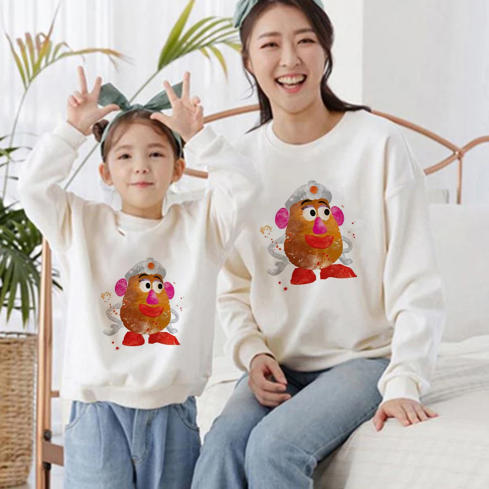 

Toy Story Series Mrs.Potato Head Print White Disney Family Sweatshirt Comfy Harajuku Style Parent Child Pullover Casual Clothes