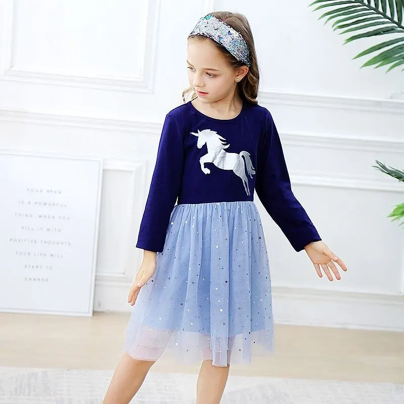 Jumping Meters Baby Girls Hooded Dress with Animal Appliques Cotton Kids for Girl Clothes Toddler Dresses Princess Costume | Детская