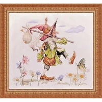 11141618222528ct counted cross stitch kit wizard old man travel on foot roadside butterfly and flower neocraft nh 40