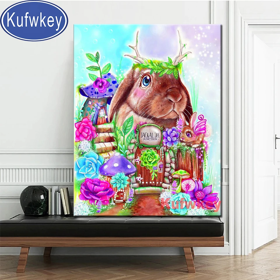 

Diy 5d diamond painting Rabbit House full square round diamond embroidery Sale home decoration rhinestone Of Picture mosaic art