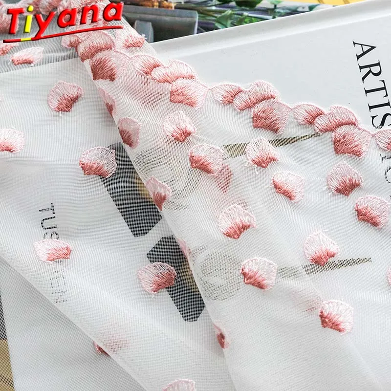 Красная лепестковая занавеска из тюли с вышивкой для гостиной Красивая