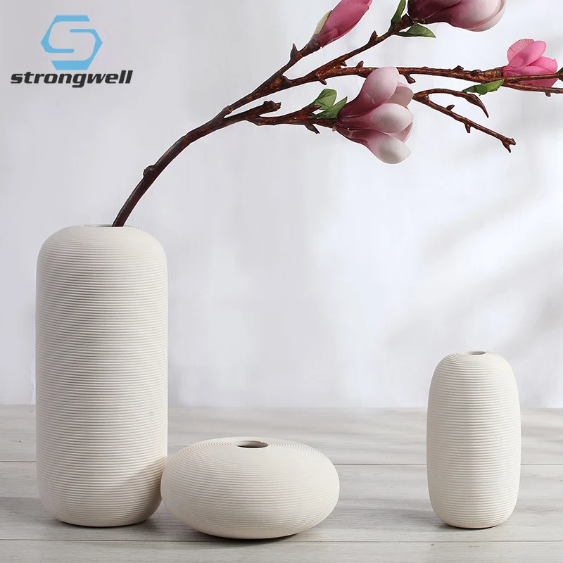 Strongwell Nordic Керамика белая ваза украшения простой Цветочная композиция журнальный