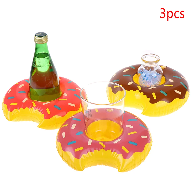 3pcs/lot Donuts Inflatable Water Drink Floating Cup Holder Circle For Swimming Pool Party Decorations | Спорт и развлечения
