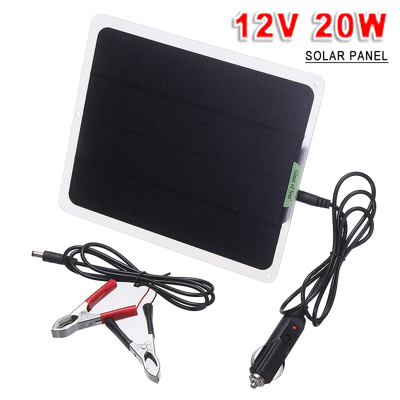 1 Pc 12V 20W Solar Panel Battery Charger Kit Solar Controller Solar Cells for Boat Car Mobile Computer Outdoor Battery Supplies