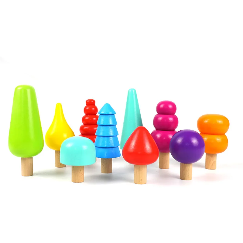 

Baby Toys Large Size Rainbow Building Blocks Wooden Toys For Kids Creative Rainbow Stacker Montessori Educational Toy Children