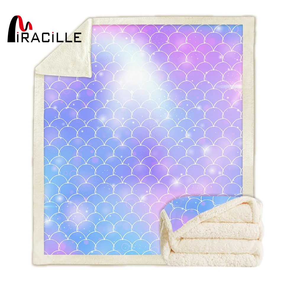 

Miracille чешуя Русалки одеяло Шерпа флис мультфильм Радужное покрывало Мода микрофибра manta