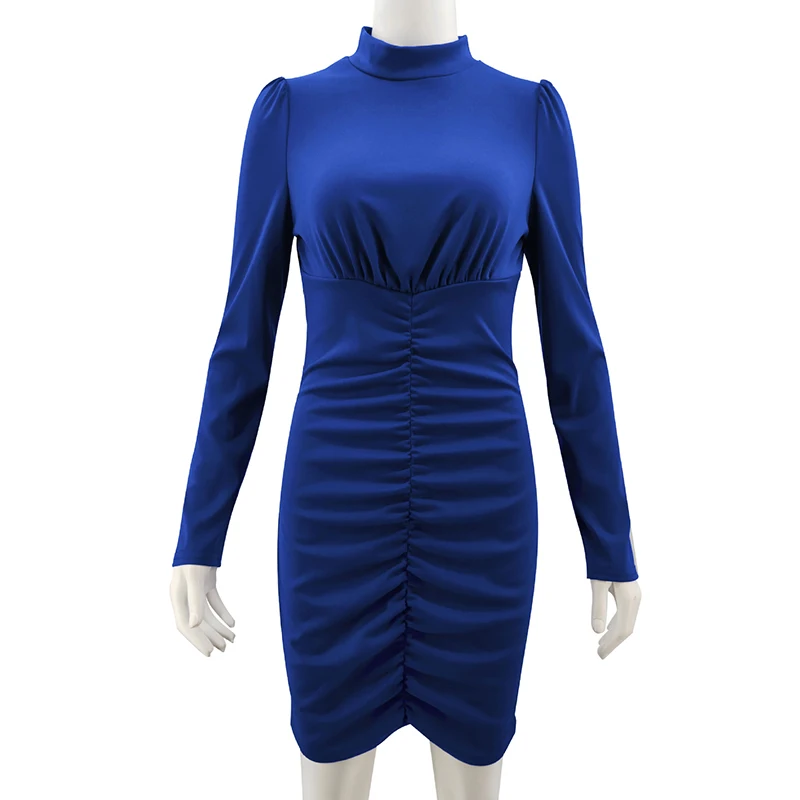 

Women Long Sleeve Turtleneck Mini Dress Office Lady Solid Short Bodycon Dresses Spring Autumn Elegant Tight Dress Clubwear