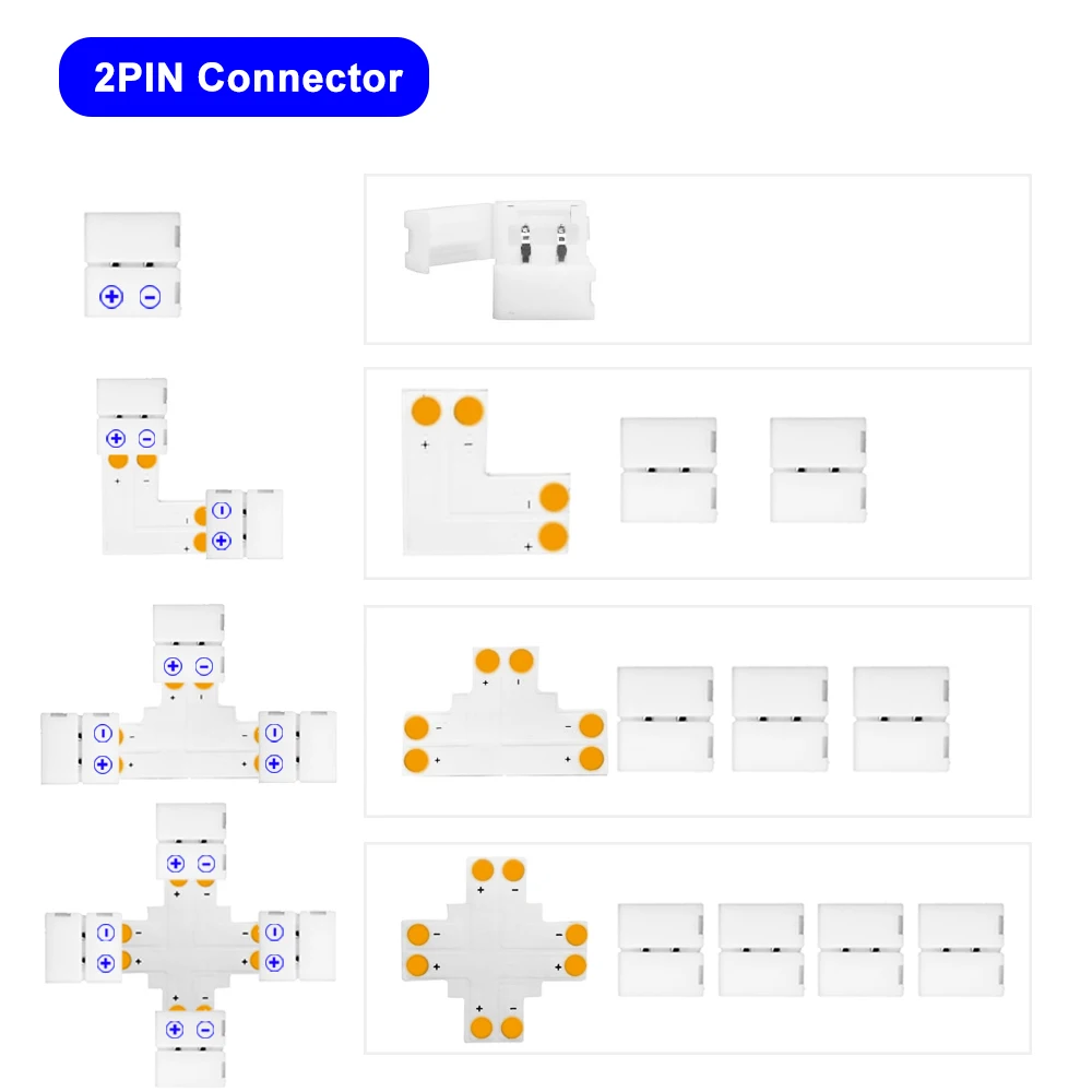 Светодиодные полосы разъем 2pin 3pin 4pin 5pin 10/12 мм Ширина L/T/X Форма пайки Защитные