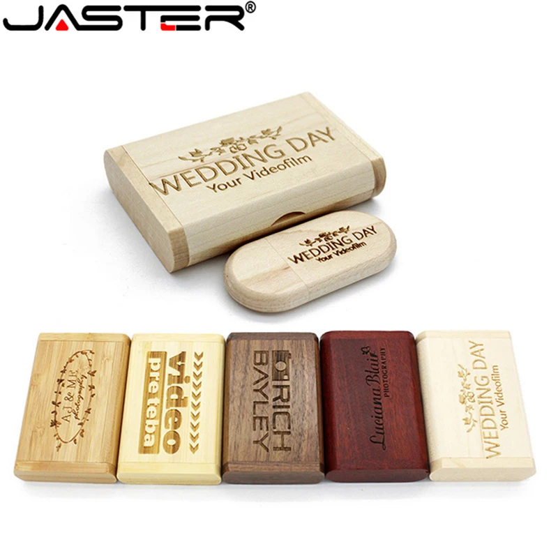 

JASTER 5 colour Carbonized bamboo Walnut woode USB+box LOGO custom made Flash Drive 8GB 16GB 32GB Pendrive USB 2.0 Usb stick