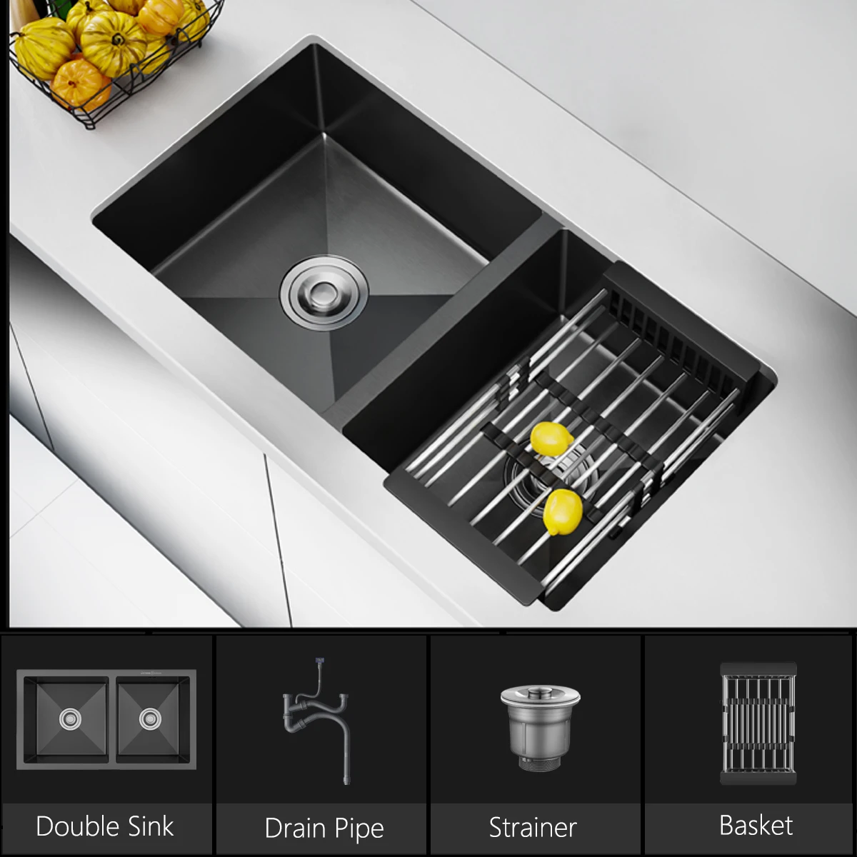 

Кухонная раковина HankiiSink с двойными чашами из нержавеющей стали