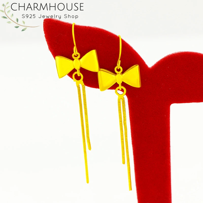 Серьги Charmhouse из чистого желтого золота GP для женщин длинные женские