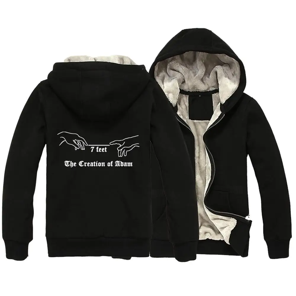 Парка ZIIART Женская на молнии пальто с бархатной подкладкой надписью The Creation of Adam Hand