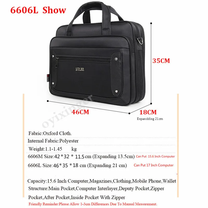 Large Capacity Business Men Briefcase Male Handbags Laptop Bags 17 Inches Oxford Crossbody Travel Bag Sac Homme Bandolera Hombre