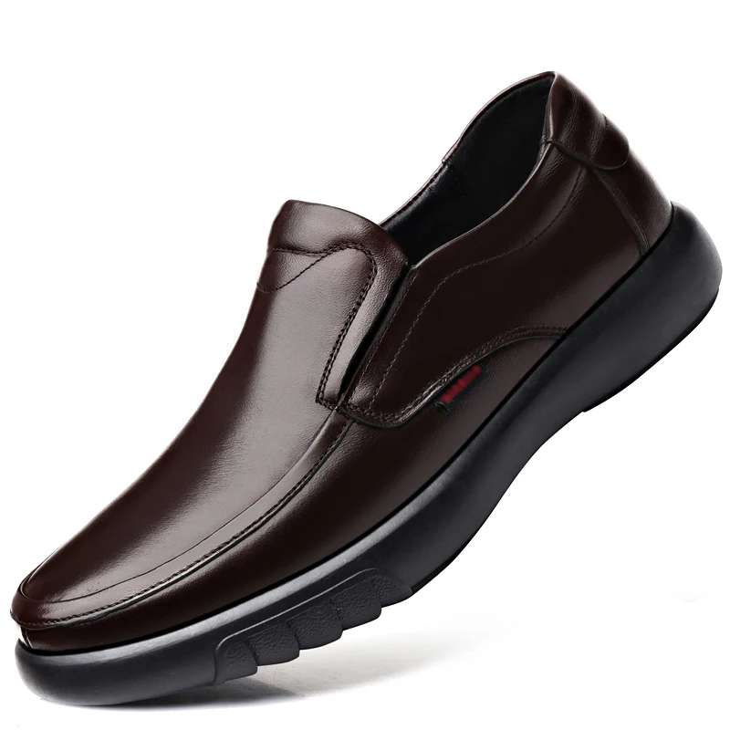

2021 Men's Genuine Leather Shoes 38-47 Head Leather Soft Anti-slip Rubber Loafers Shoes Man Casual Real Leather Shoes