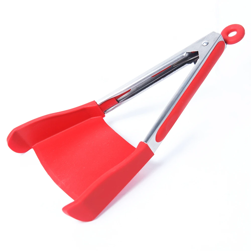 

2 in 1 Smart Kitchen Spatula and Tongs Non-Stick Heat Resistant Stainless Steel Frame Silicone Tongs Kitchen Tools Gadget