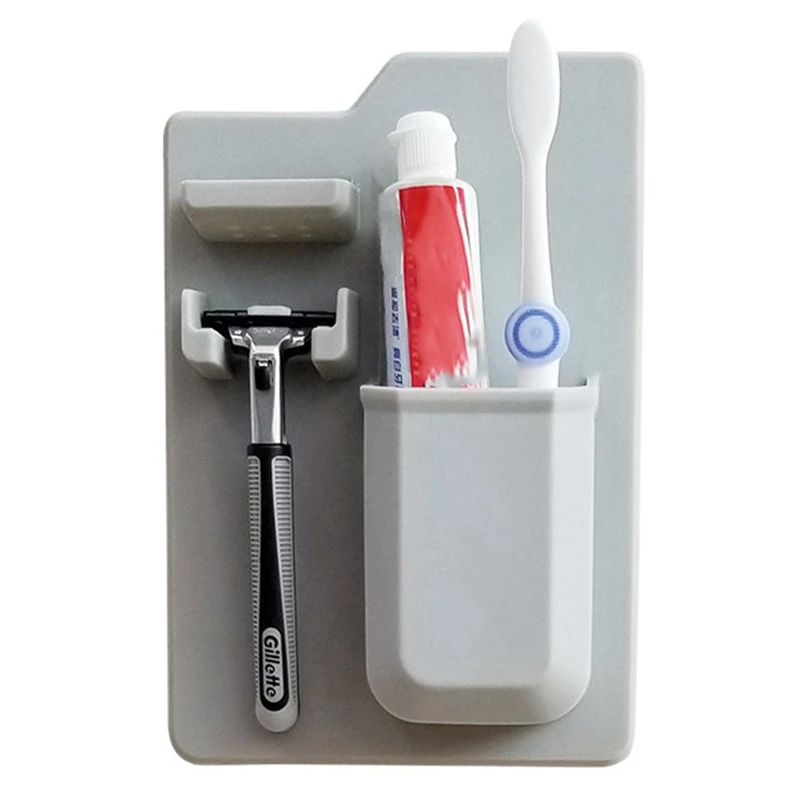 Organizador de silicona para baño, soporte de pared para cepillo de dientes, maquinilla de afeitar, organizador de pasta de dientes, soporte para espejo de baño y ducha