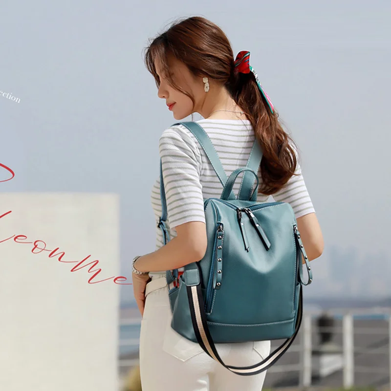 

New Women Leather Backpacks High Quality Ladies Bagpack Luxury Designer Large Capacity Travel Backpacks Casual Daypack Mochila