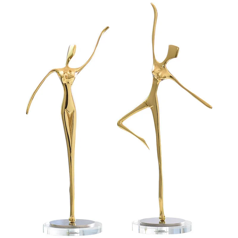 

Abstract Figures Copper Ornaments Ballerina Character Statue Desktop Decor Statuette Crafts Figurines Home Decoration Modern