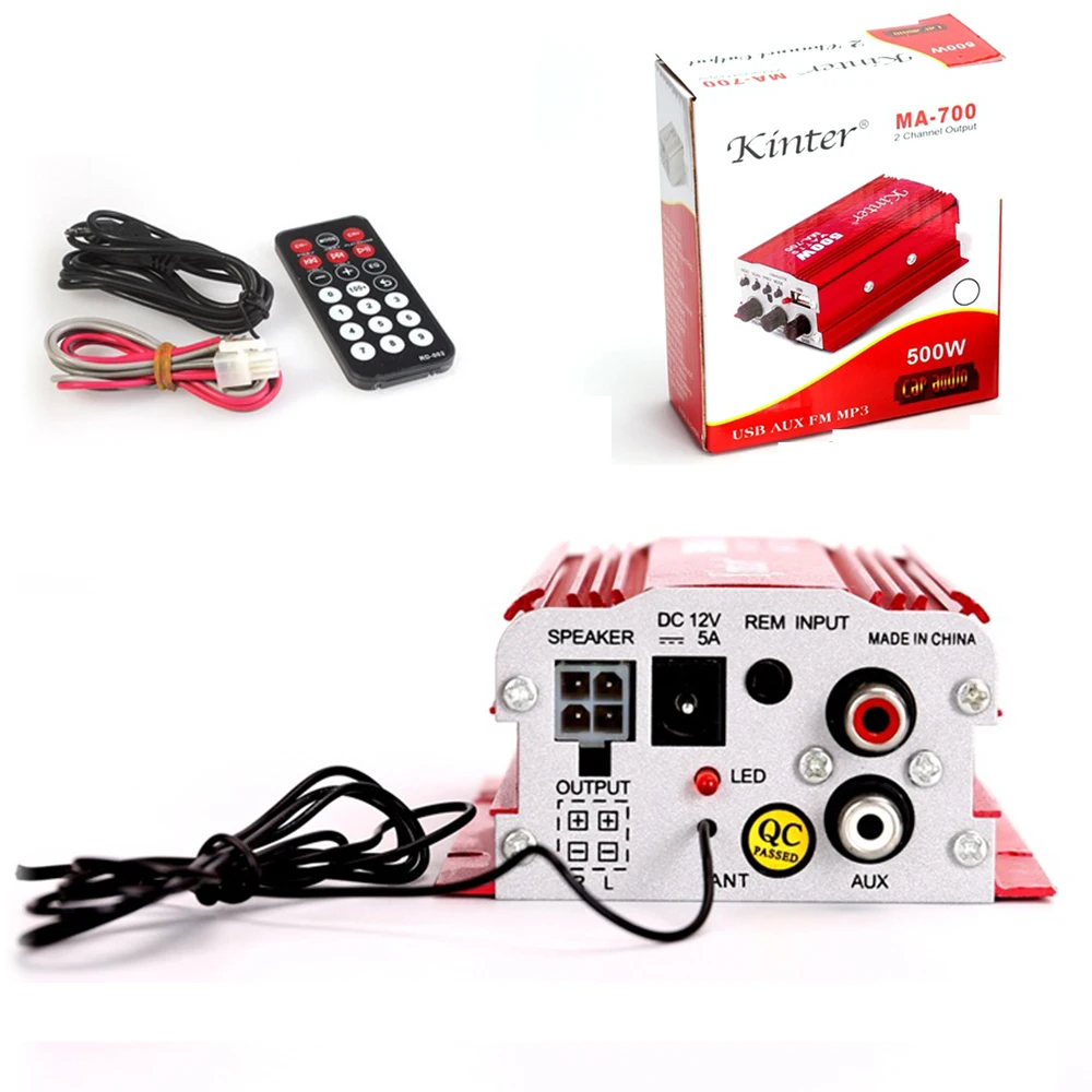 red MA-700 мини аудио усилитель USB MP3 FM HiFi усилитель мощности с пультом дистанционного управления для домашнего автомобиля стерео усилитель - Цвет: red