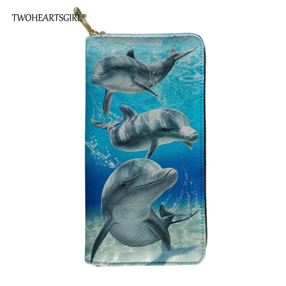 Женский Длинный кошелек twoheart с рисунком дельфина повседневный женский из