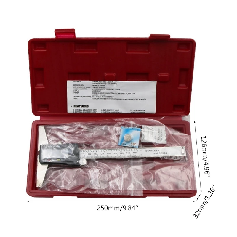 

Electronic Digital Vernier Depth Caliper Measuring Tool Durable Stainless Steel Large LCD Screen 0-6''/150mm Conversion