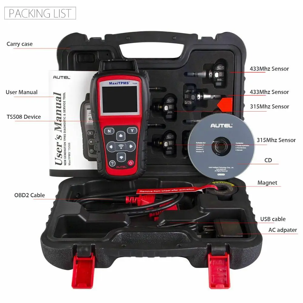 Autel MaxiTPMS TS508 TPMS инструмент с MX сенсором набор инструментов для диагностики